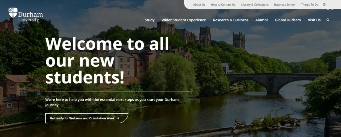 Screenshot of the Durham University website