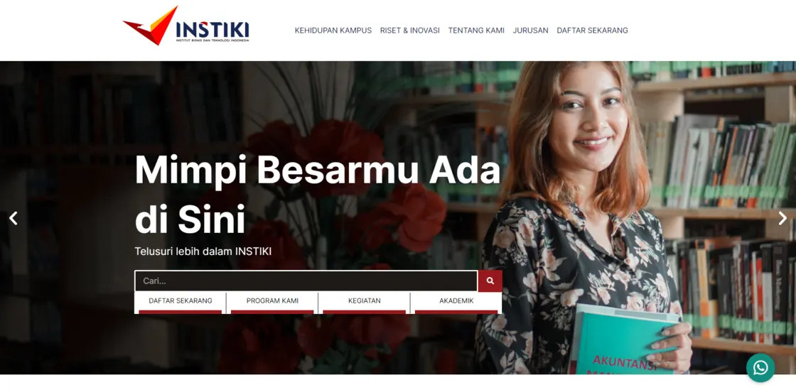 Screenshot of the Instiki University website